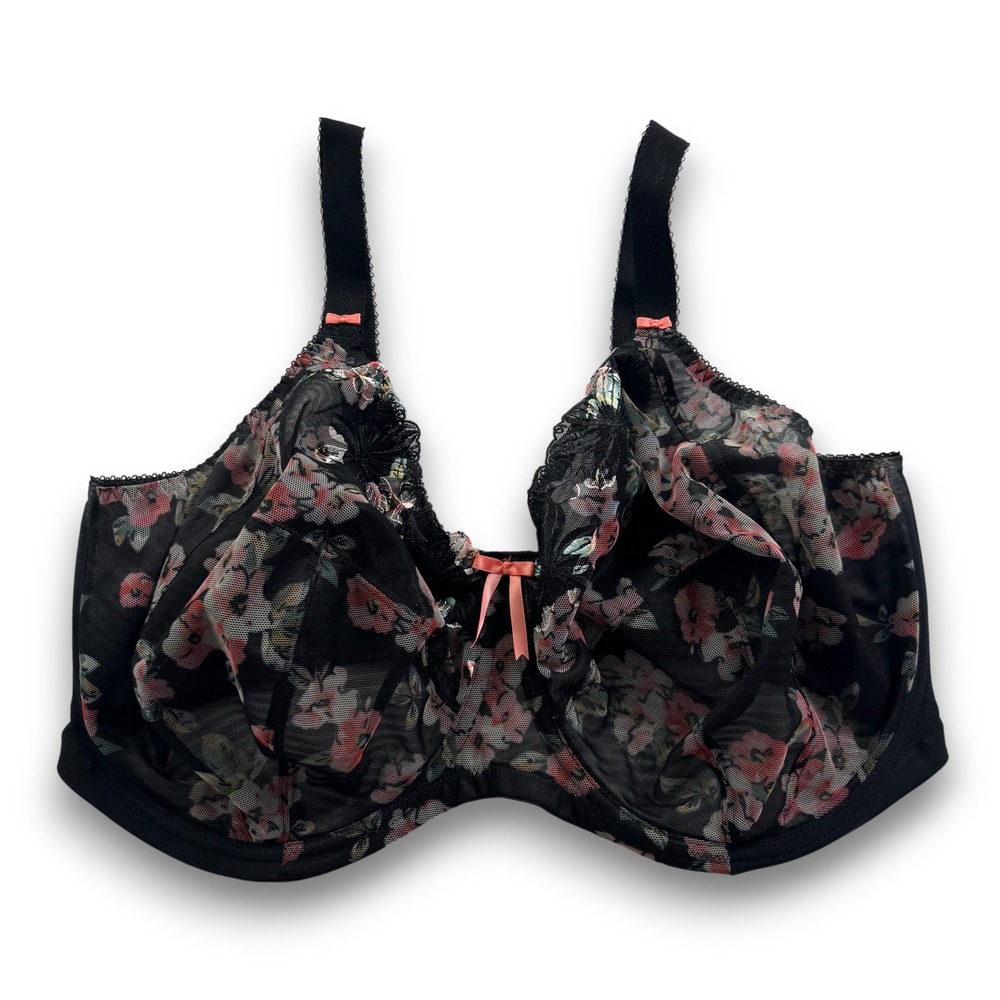 Elomi Morgan Black Floral Underwire Side Support Bra EL8440BLK 42GG US 42GG 42H